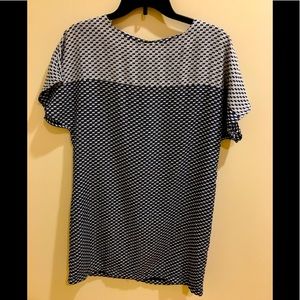 White & Navy Sailboat Print Dress - Size Medium